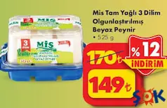 MİS TAM YAĞLI 3 DİLİM OLGUNLAŞTIRILMIŞ BEYAZ PEYNİR 525 G MİS TAM YAĞLI 3 DİLİM OLGUNLAŞTIRILMIŞ BEYAZ PEYNİR 525 G